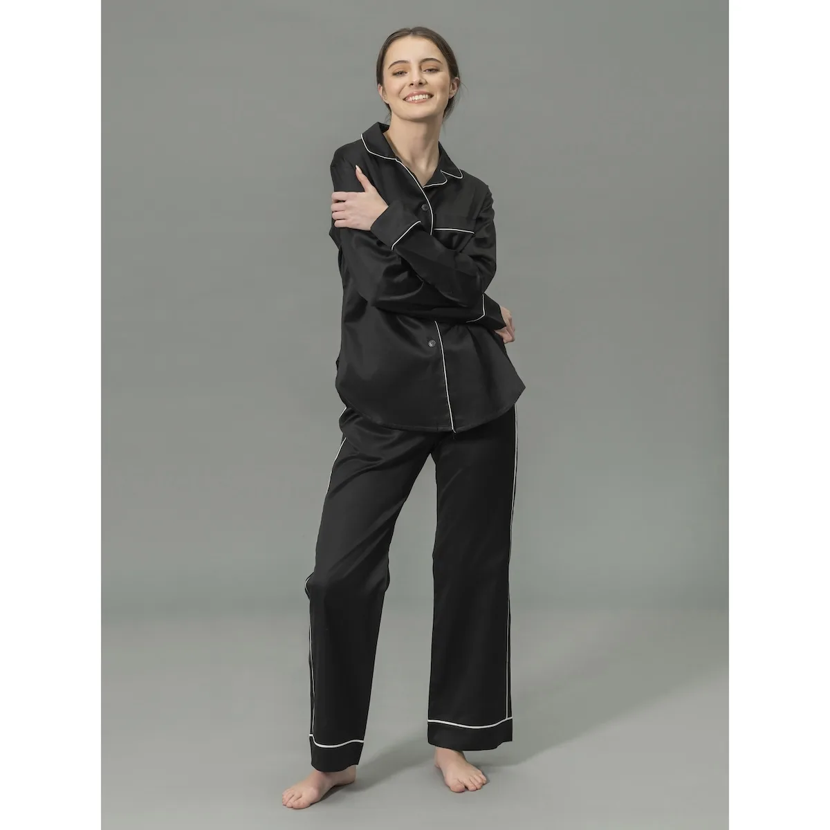 Schumacher Nocturne Pajama Set in Black/Bone