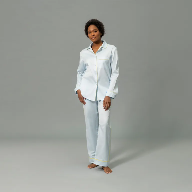 Schumacher Nocturne Pajama Set in Blue/Lemon