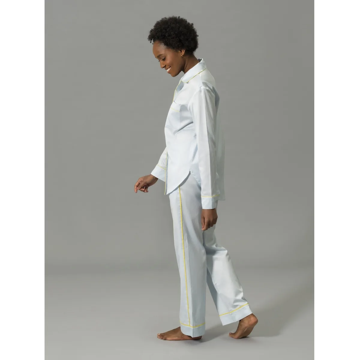 Schumacher Nocturne Pajama Set in Blue/Lemon