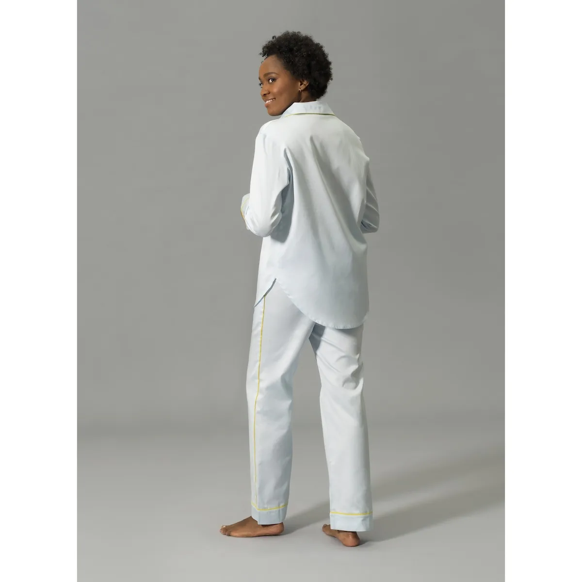 Schumacher Nocturne Pajama Set in Blue/Lemon