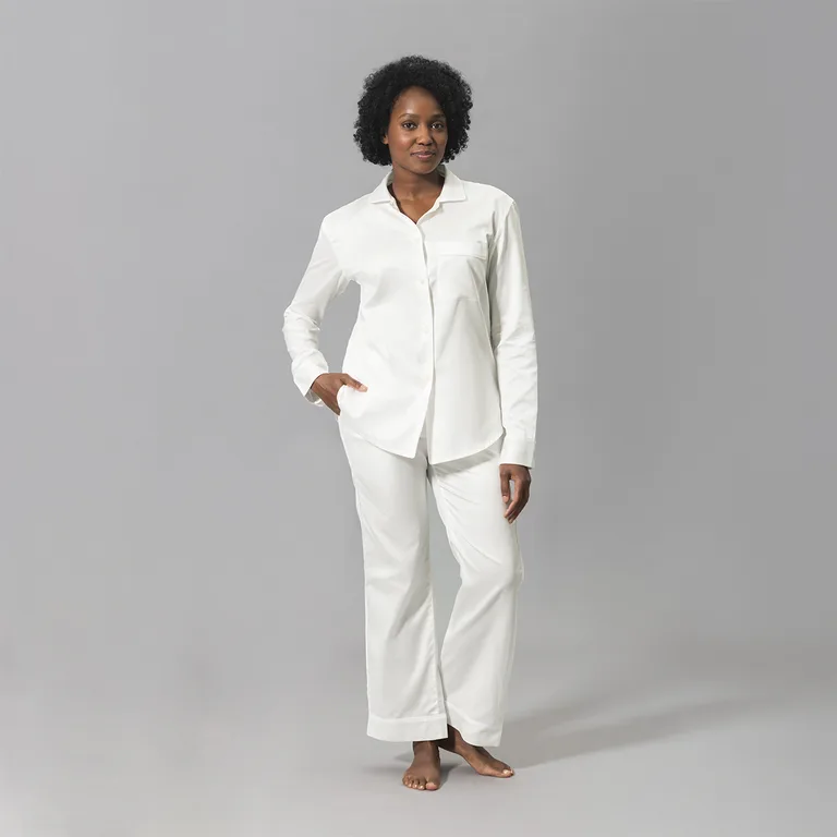 Schumacher Nocturne Pajama Set in Bone/White