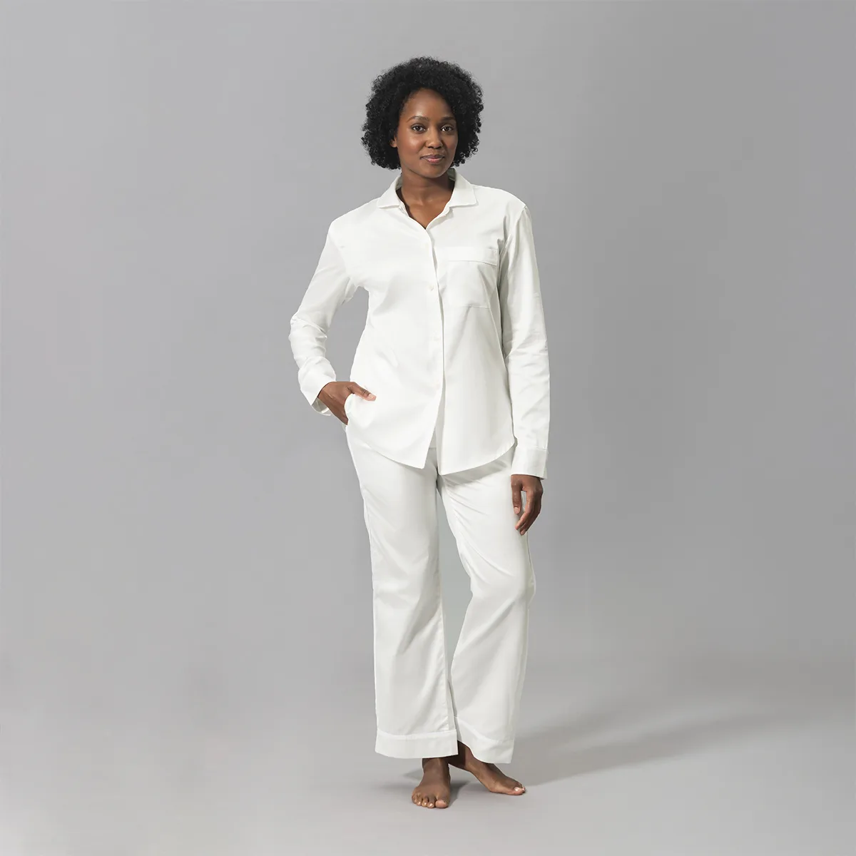 Schumacher Nocturne Pajama Set in Bone/White