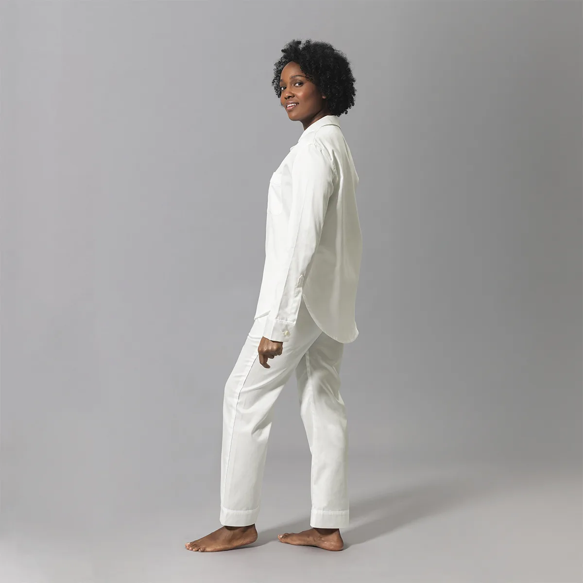 Schumacher Nocturne Pajama Set in Bone/White