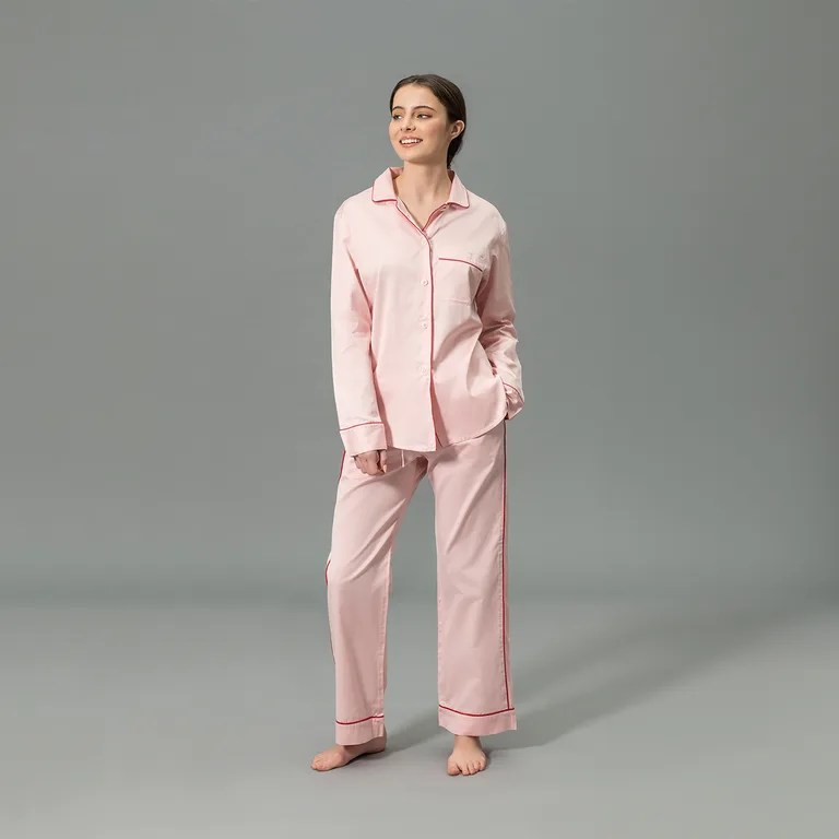 Schumacher Nocturne Pajama Set in Pink/Scarlet