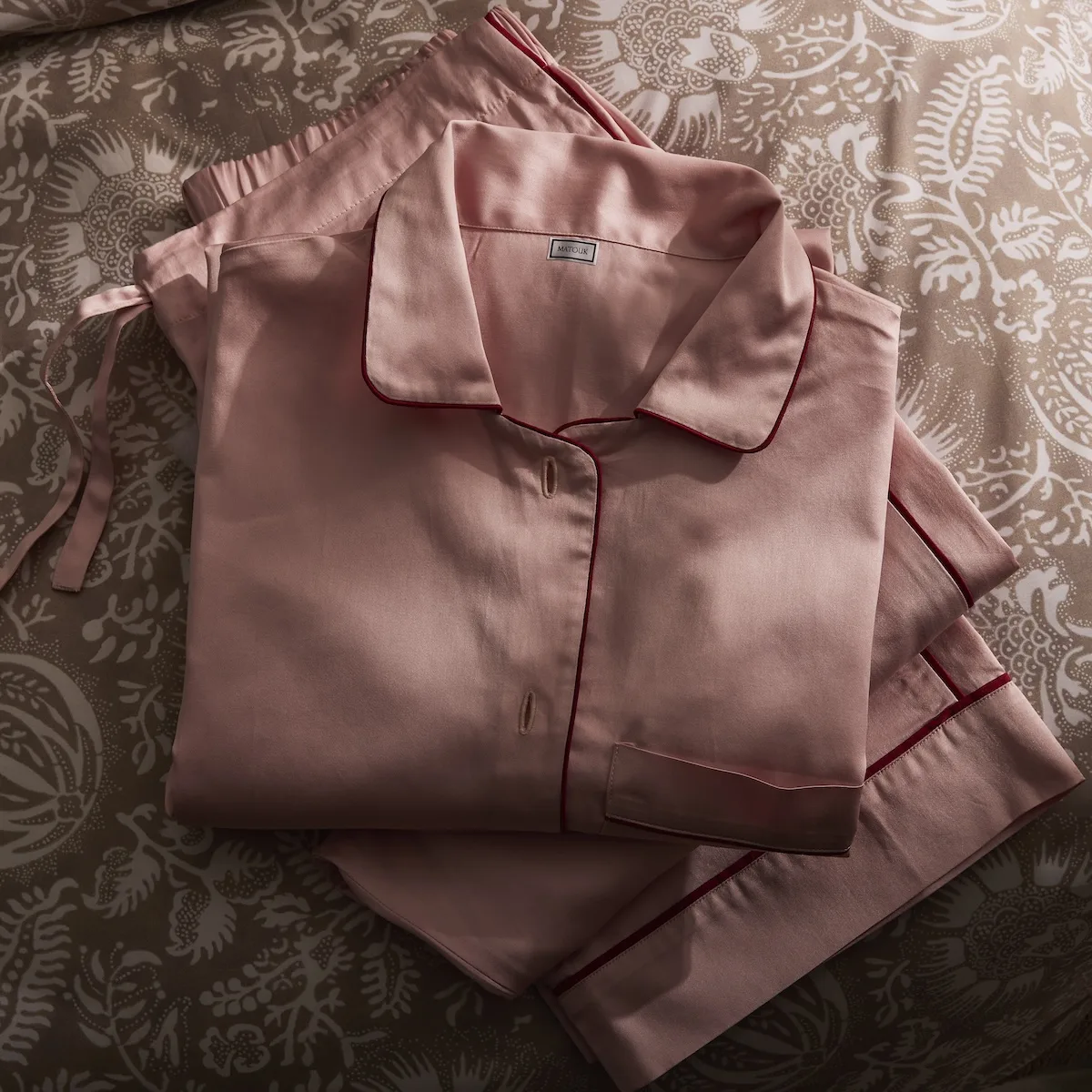 Schumacher Nocturne Pajama Set in Pink/Scarlet