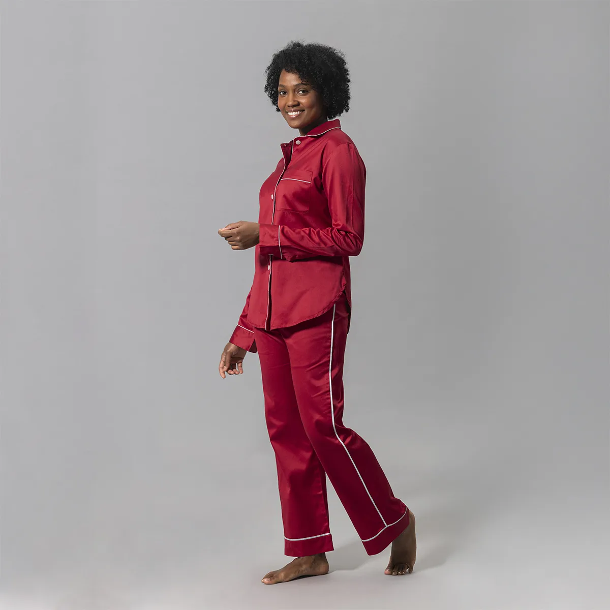 Schumacher Nocturne Pajama Set in Scarlet/Blue