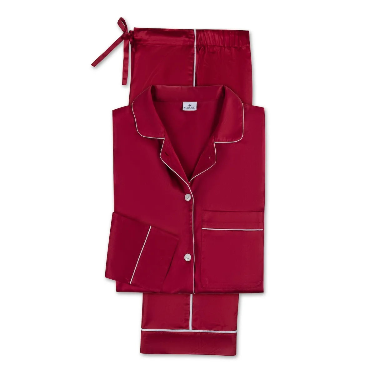 Schumacher Nocturne Pajama Set in Scarlet/Blue