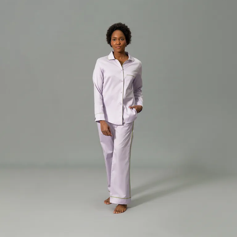 Schumacher Nocturne Pajama Set in Violet/Grass