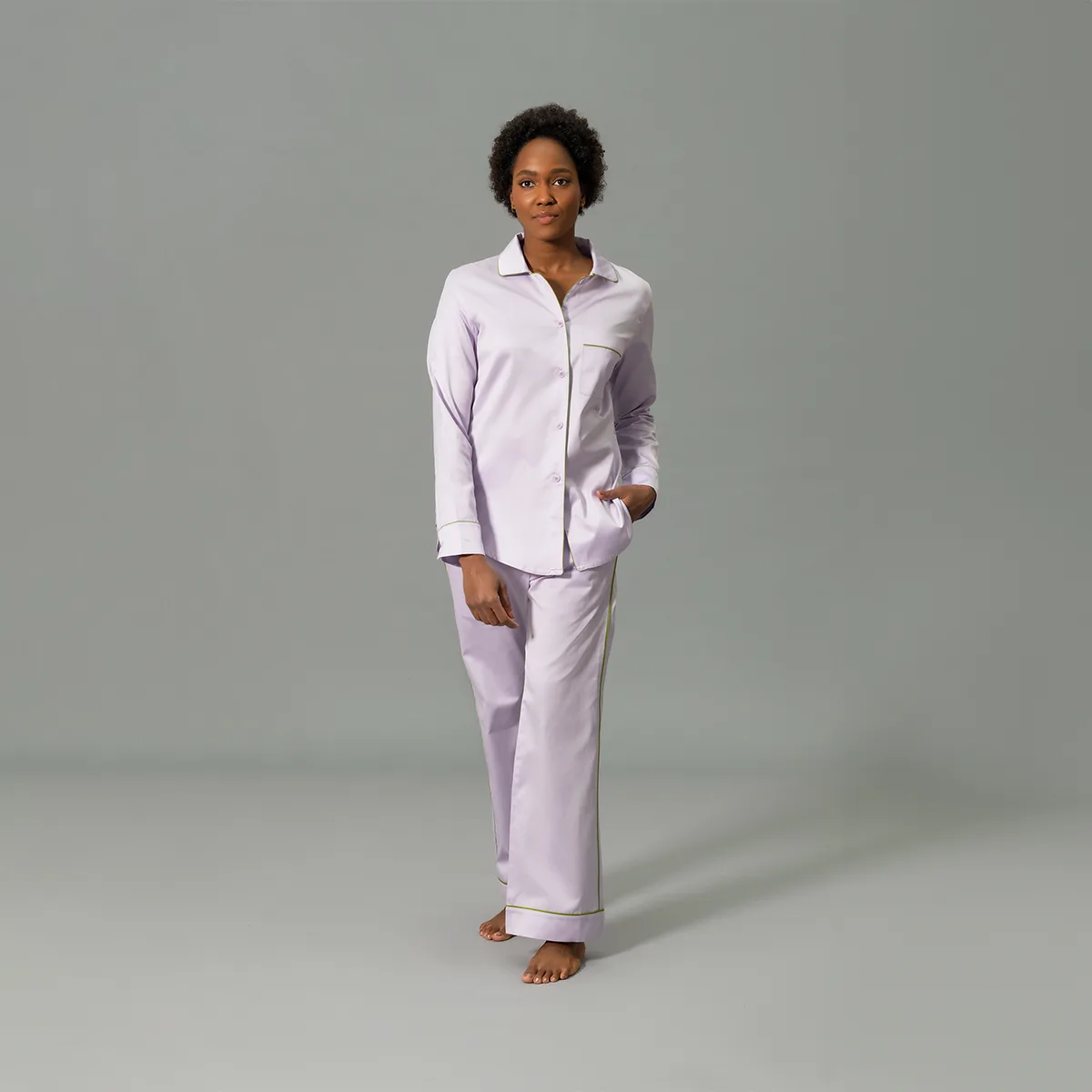 Schumacher Nocturne Pajama Set in Violet/Grass