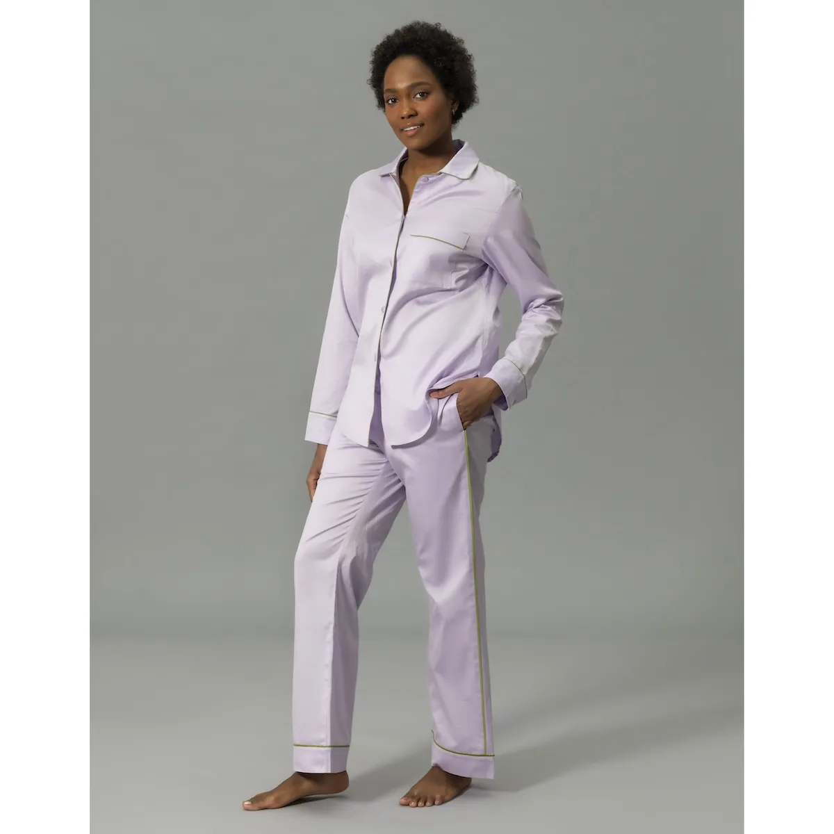 Schumacher Nocturne Pajama Set in Violet/Grass