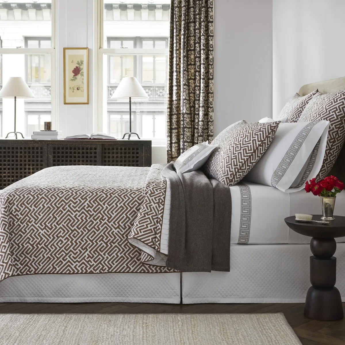 Ophelia Pillowcases - Mocha Schumacher Ophelia Pillowcases in Mocha