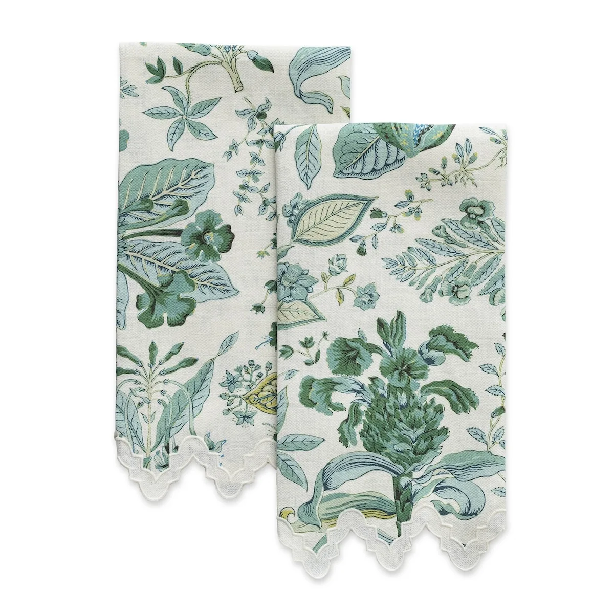 Schumacher Pomegranate Linen Guest Towel Set in Emerald (MSC006GTOW2EM)
