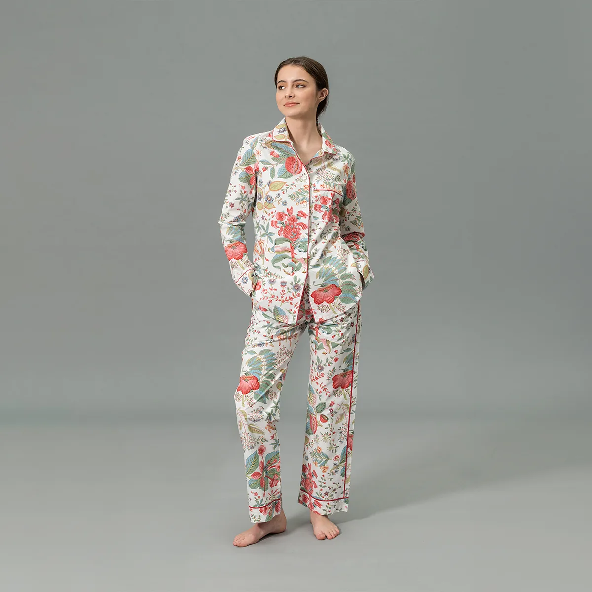 Schumacher Pomegranate Pajama Set in Pink Coral