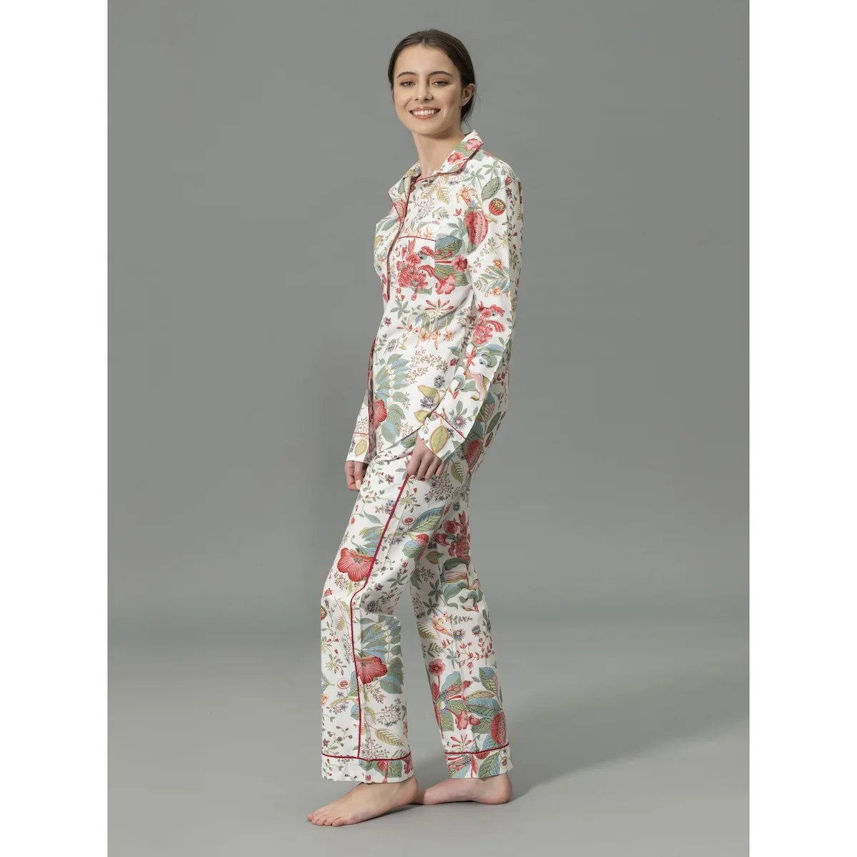 Schumacher Pomegranate Pajama Set in Pink Coral