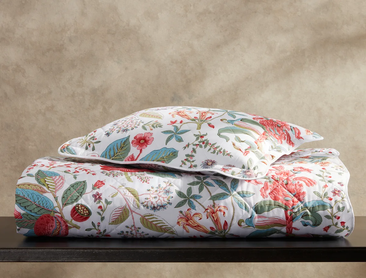 Schumacher Pomegranate Quilt in Pink Coral