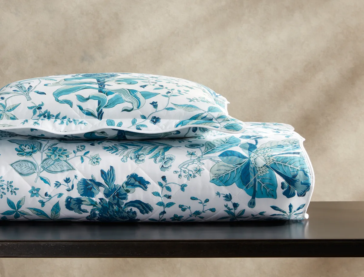 Schumacher Pomegranate Quilt in Prussian Blue