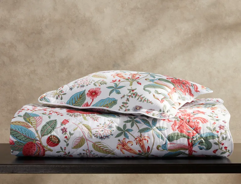 Schumacher Pomegranate Quilted Sham in Pink Coral