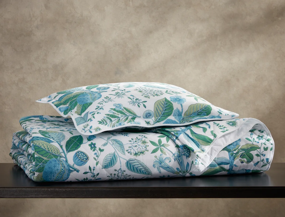 Schumacher Pomegranate Quilted Sham in Sea