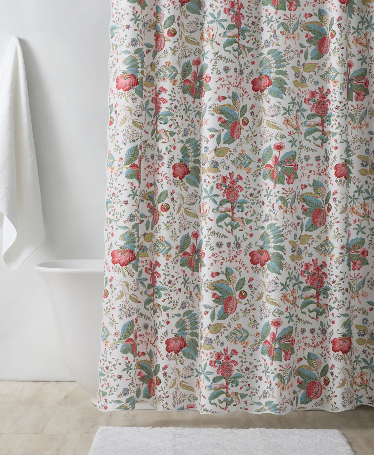 MSC006SHOPG | Pomegranate Shower Curtain - Pink Coral Schumacher Pomegranate Shower Curtain in Pink Coral (MSC006SHOPG)