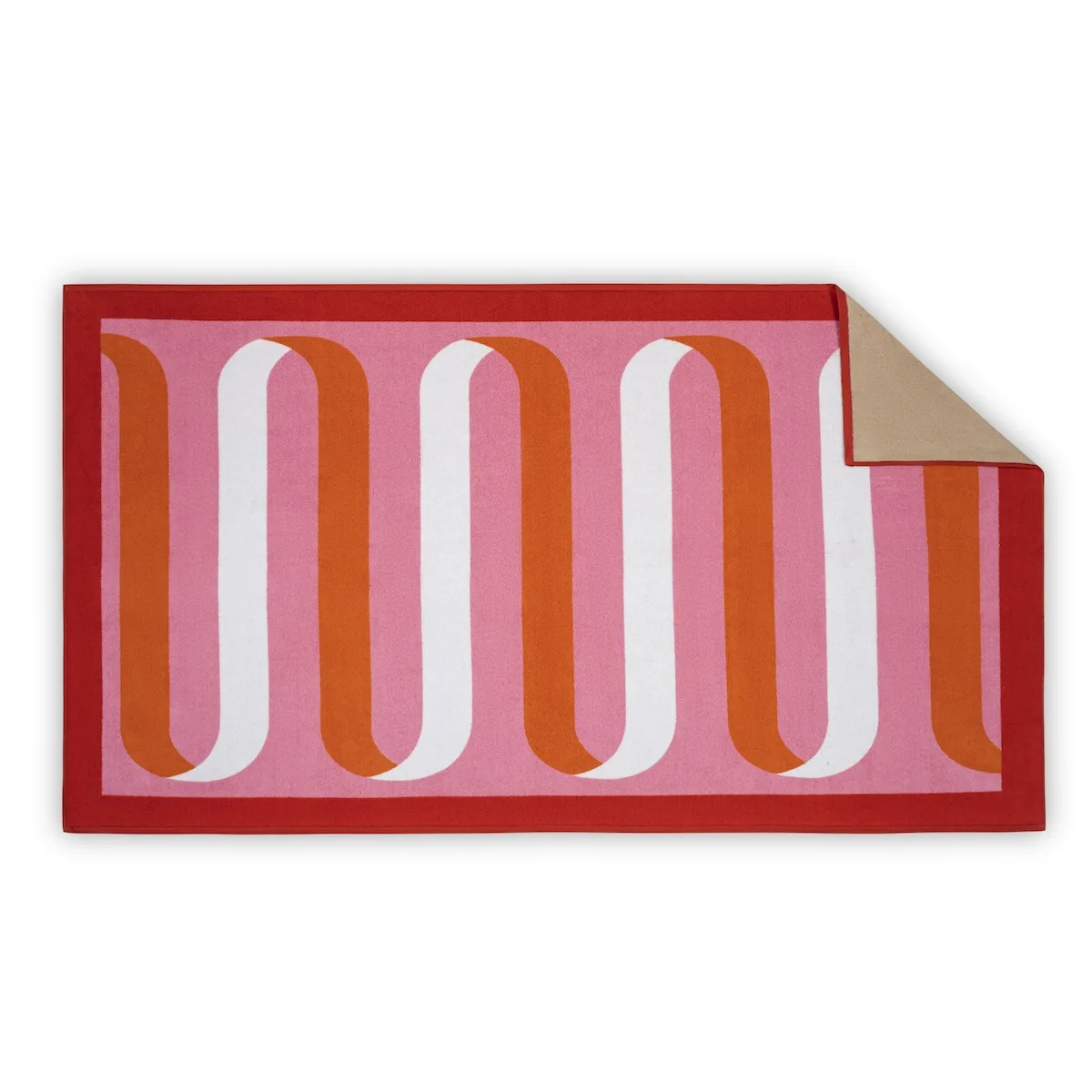 Schumacher Ribbon Beach Towel in Flamingo (MSC067BCHTOFA)