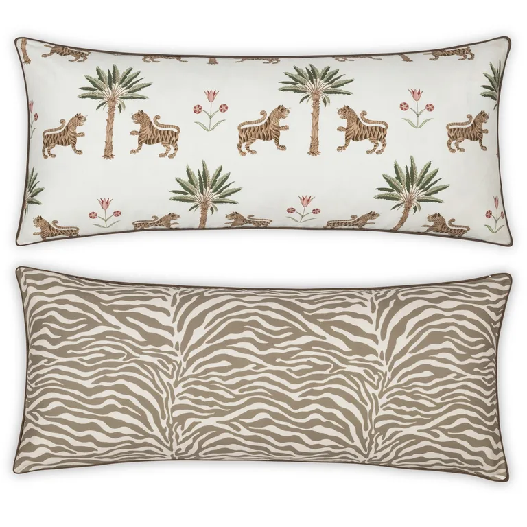 Schumacher Tiger Palm/Regine Pillow Cover in Palm/Coconut (MSC063LUMBTO)