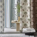MSC043SHOTG | Tiger Palm Shower Curtain - Tigereye Schumacher Tiger Palm Shower Curtain in Tigereye (MSC043SHOTG)