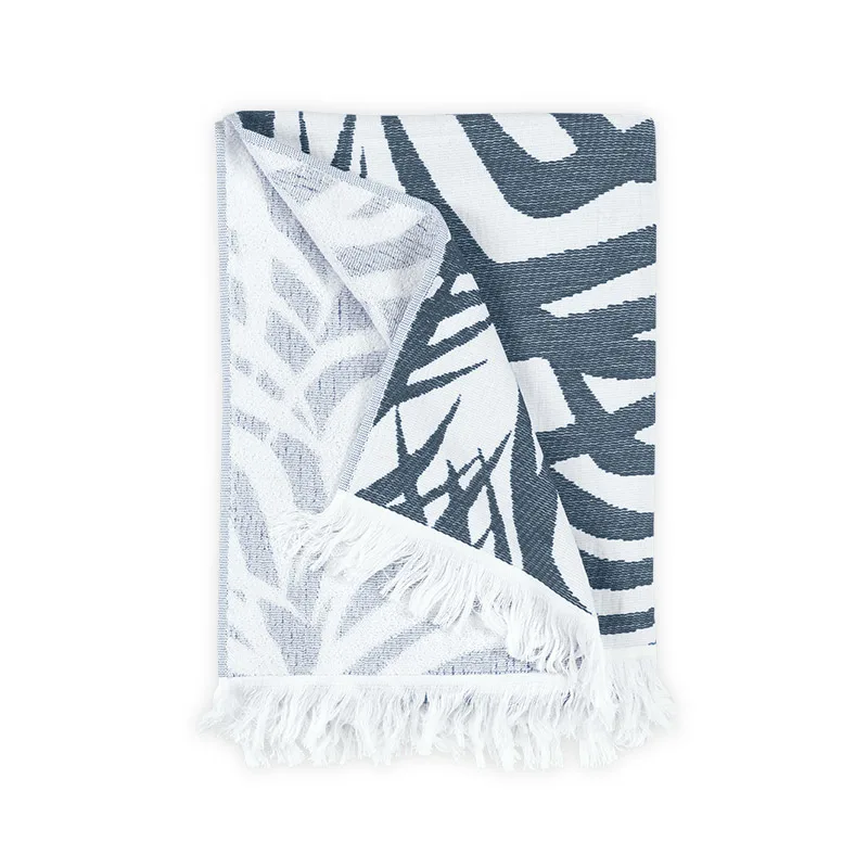 Schumacher Zebra Palm Beach Towel in Navy (MSC009BCHTONA)