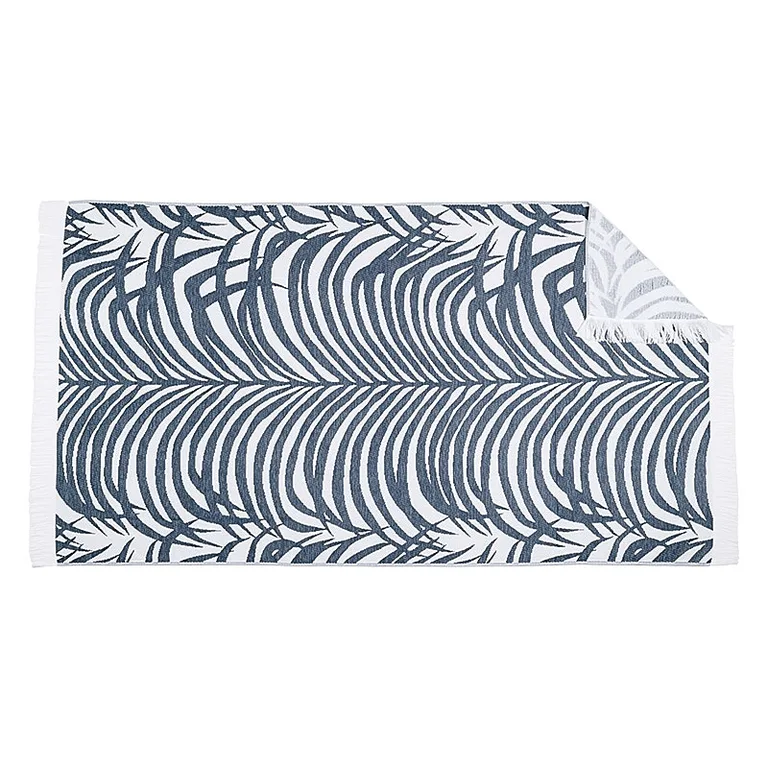 Schumacher Zebra Palm Beach Towel in Navy (MSC009BCHTONA)