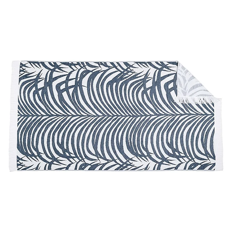 Schumacher Zebra Palm Beach Towel in Navy (MSC009BCHTONA)
