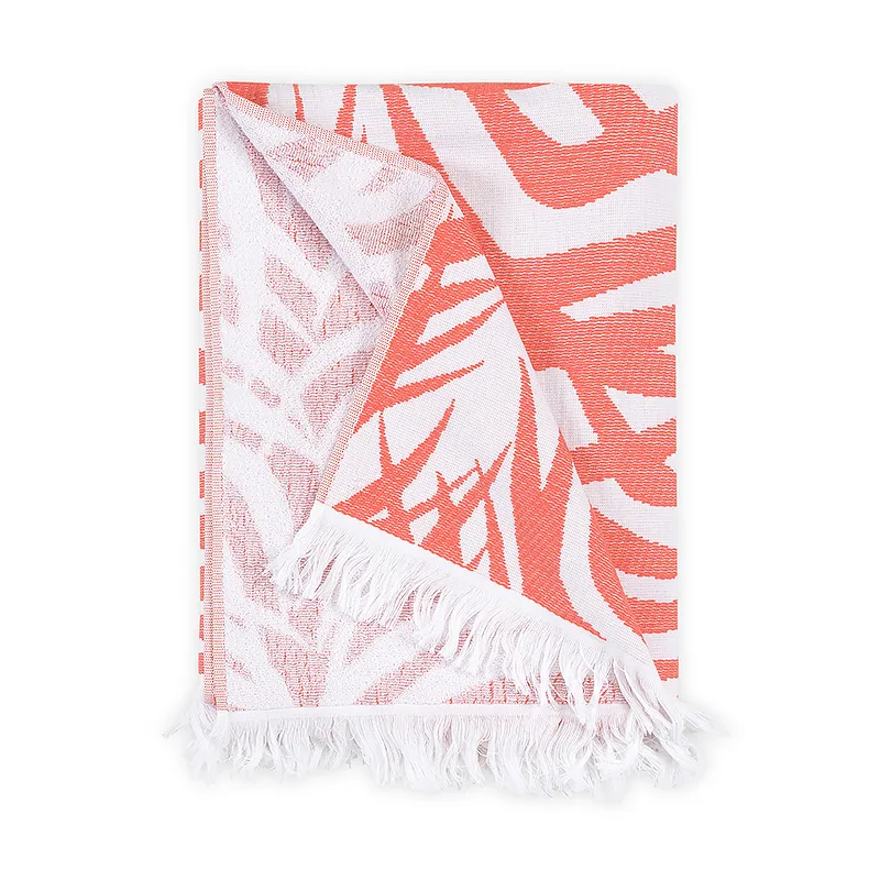 Schumacher Zebra Palm Beach Towel in Pink Coral (MSC009BCHTOPG)