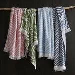 MSC009BCHTO6P | Zebra Palm Beach Towel - Pool Blue Schumacher Zebra Palm Beach Towel in Pool Blue (MSC009BCHTO6P)