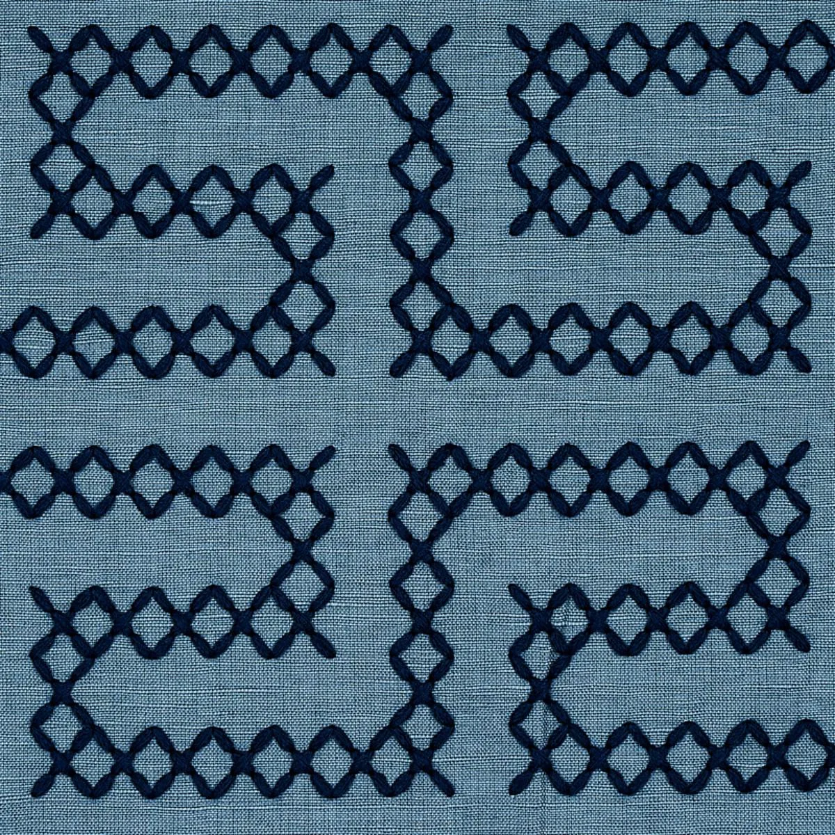 Schumacher 70235 A Maze Embroidery Cadet fabric swatch