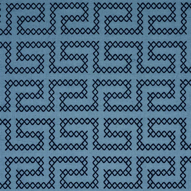 Schumacher 70235 A Maze Embroidery Cadet fabric swatch