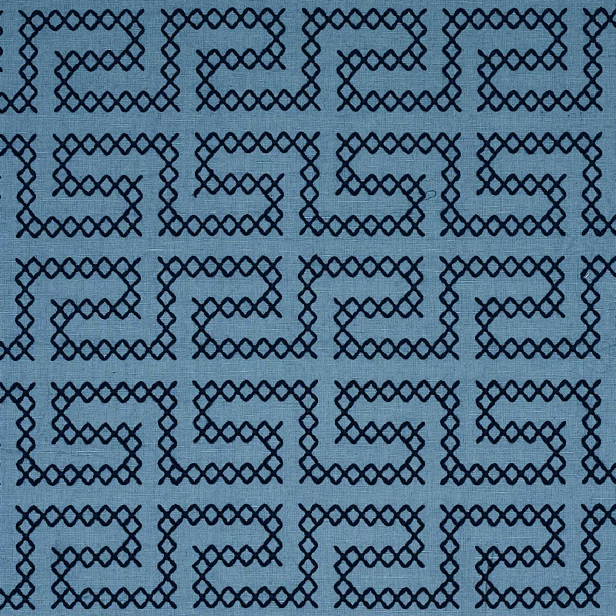 Schumacher 70235 A Maze Embroidery Cadet fabric swatch