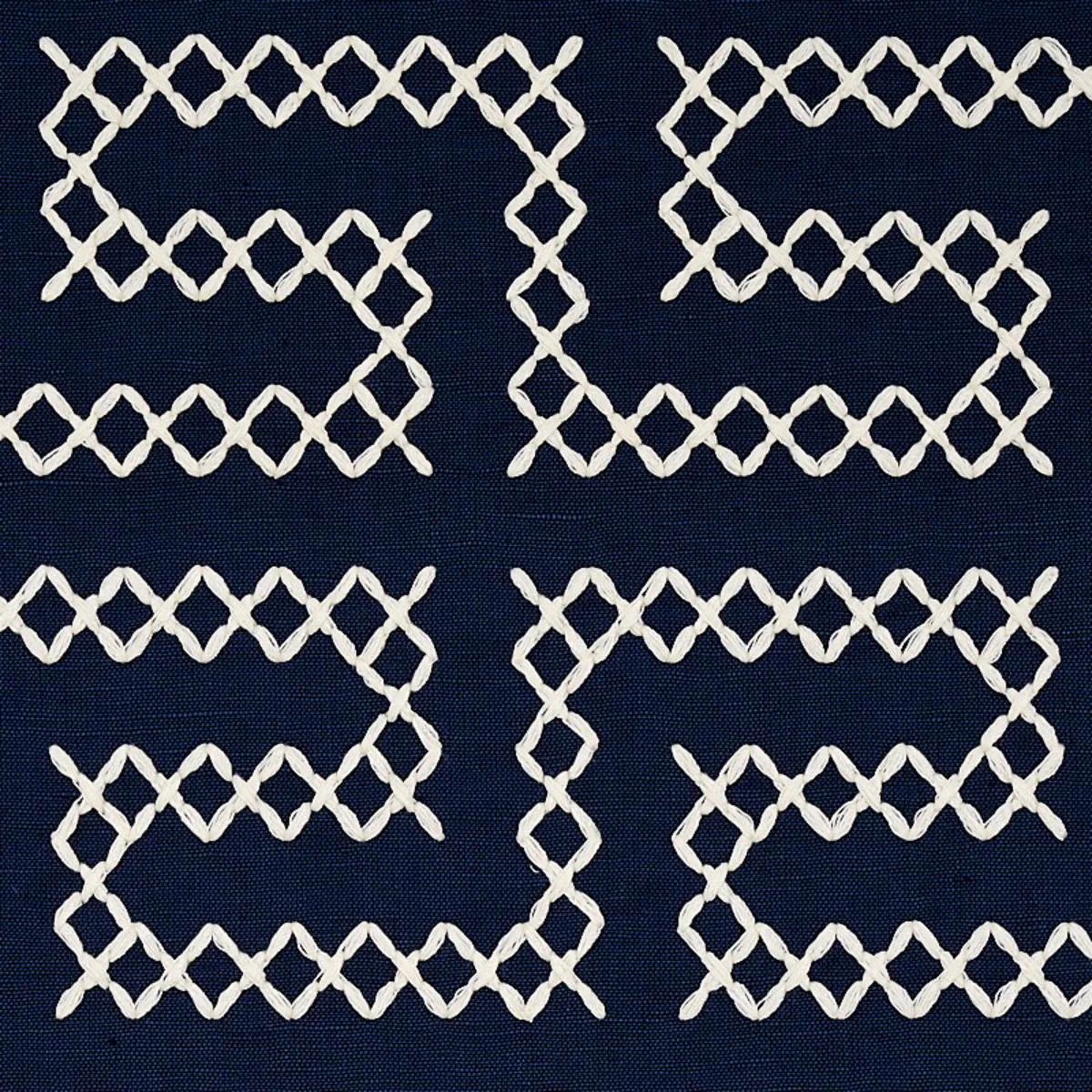 Schumacher 70233 A Maze Embroidery Navy fabric swatch