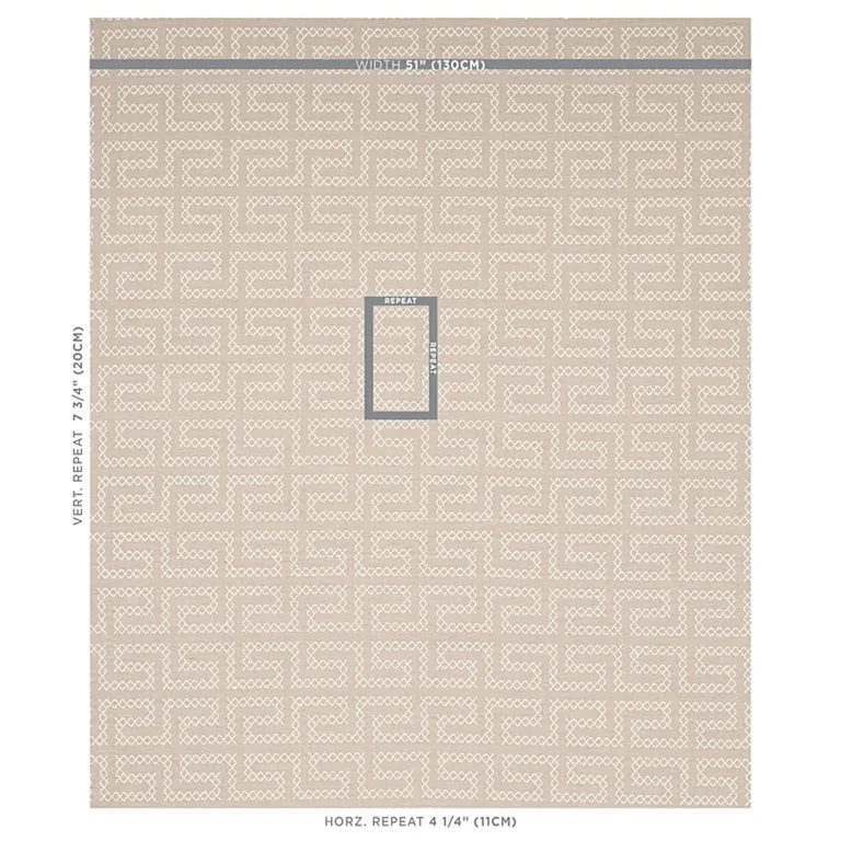 Schumacher 70231 A Maze Embroidery Sand fabric swatch