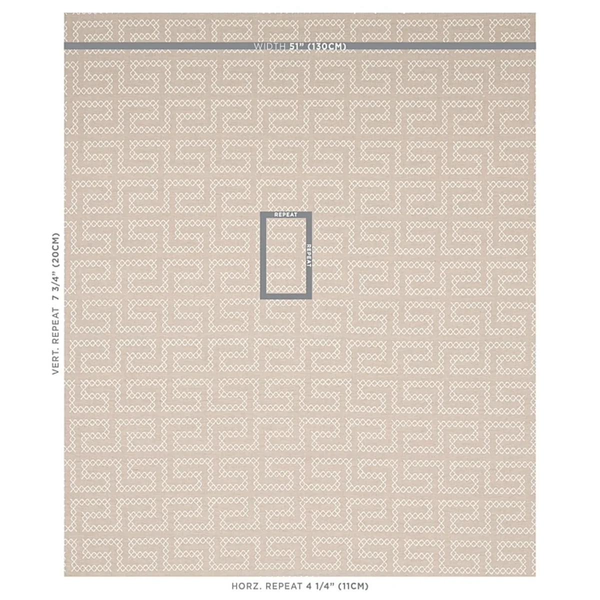 Schumacher 70231 A Maze Embroidery Sand fabric swatch