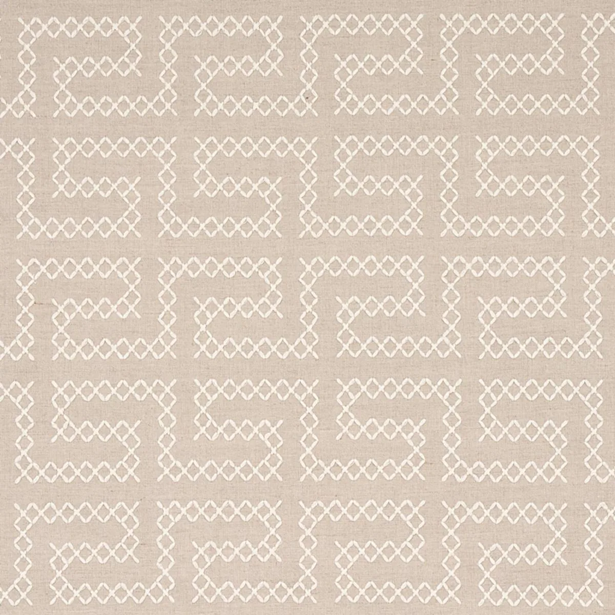 Schumacher 70231 A Maze Embroidery Sand fabric swatch