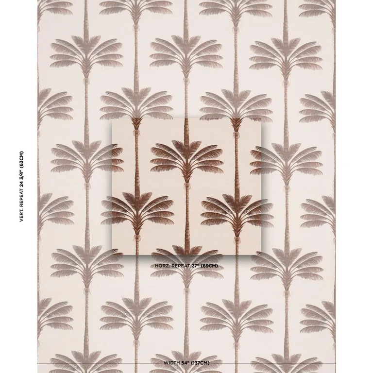Schumacher 182821 A Palm Is A Palm Print Chocolate Meets Tobacco fabric swatch