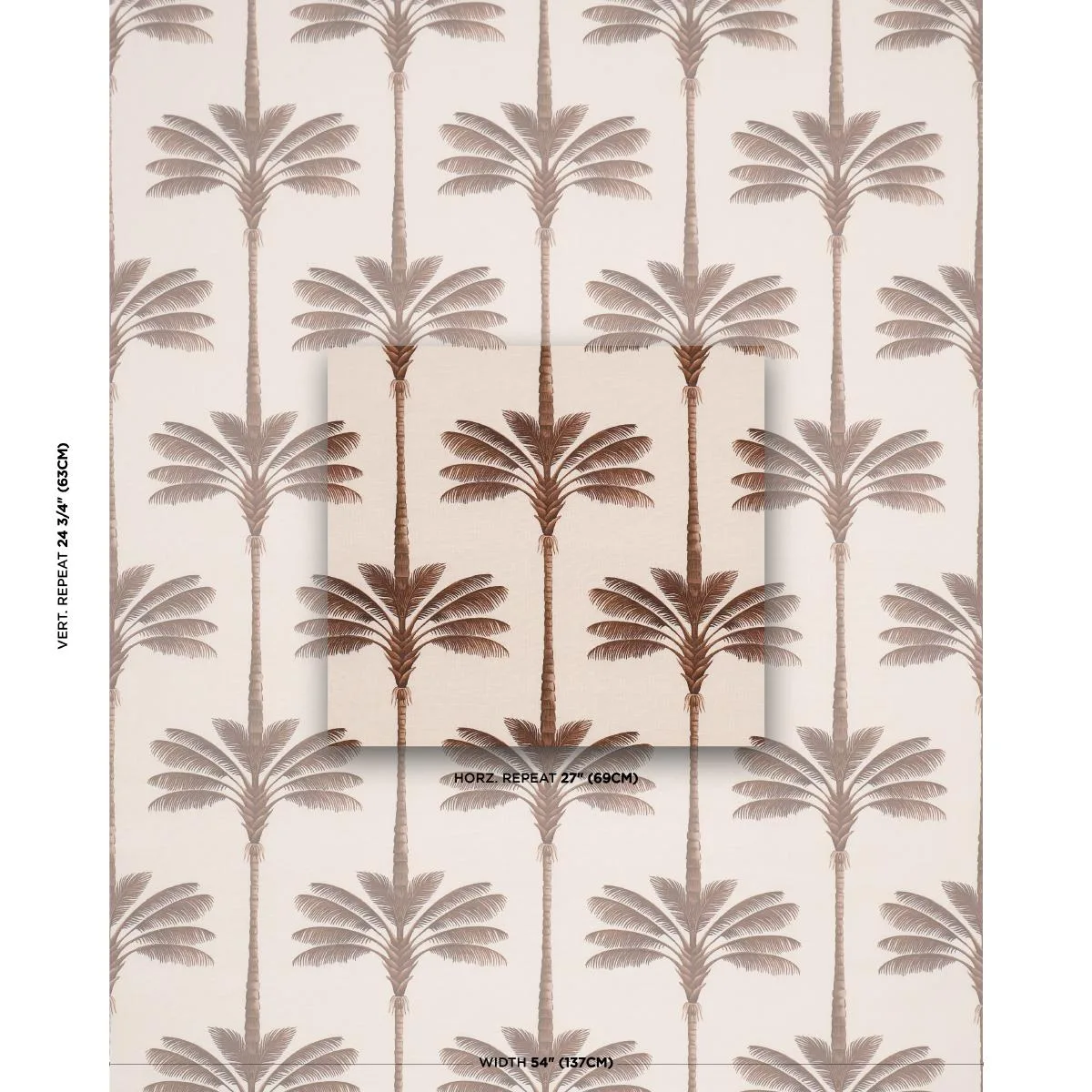 Schumacher 182821 A Palm Is A Palm Print Chocolate Meets Tobacco fabric swatch