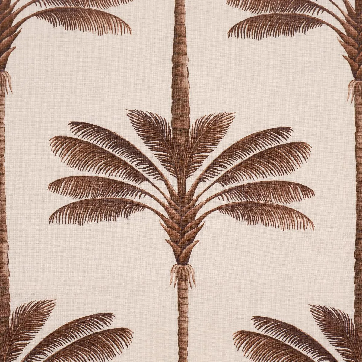 Schumacher 182821 A Palm Is A Palm Print Chocolate Meets Tobacco fabric swatch