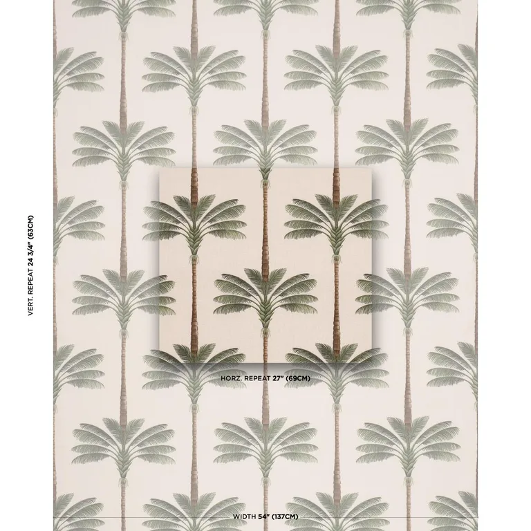 Schumacher 182820 A Palm Is A Palm Print Daylight Evergreen fabric swatch
