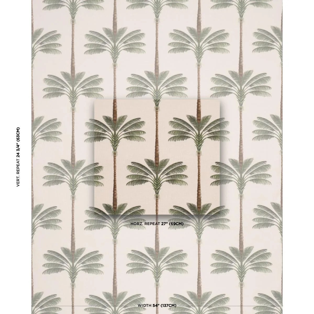 Schumacher 182820 A Palm Is A Palm Print Daylight Evergreen fabric swatch