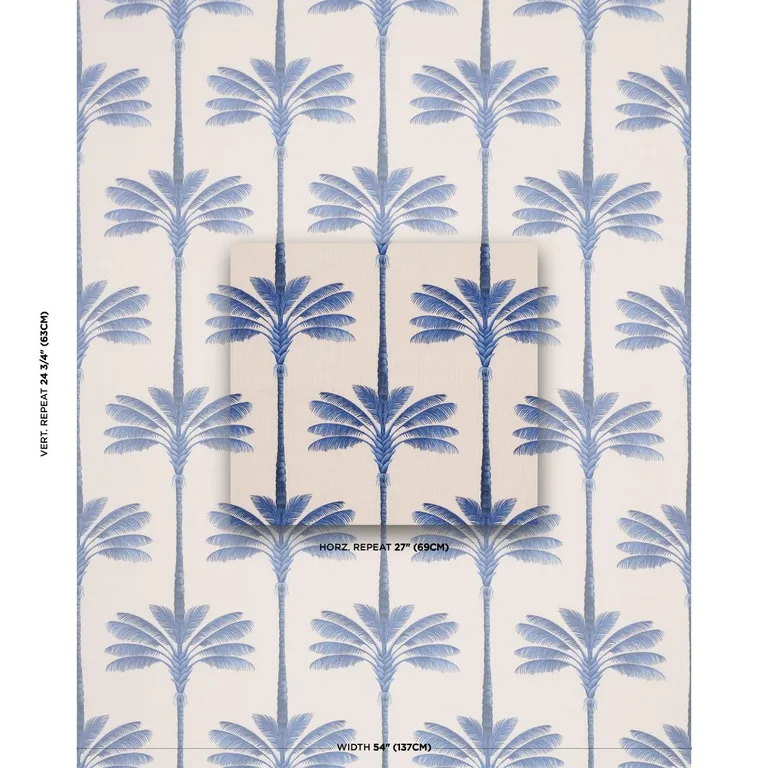 Schumacher 182822 A Palm Is A Palm Print Indigo Palm Grove fabric swatch