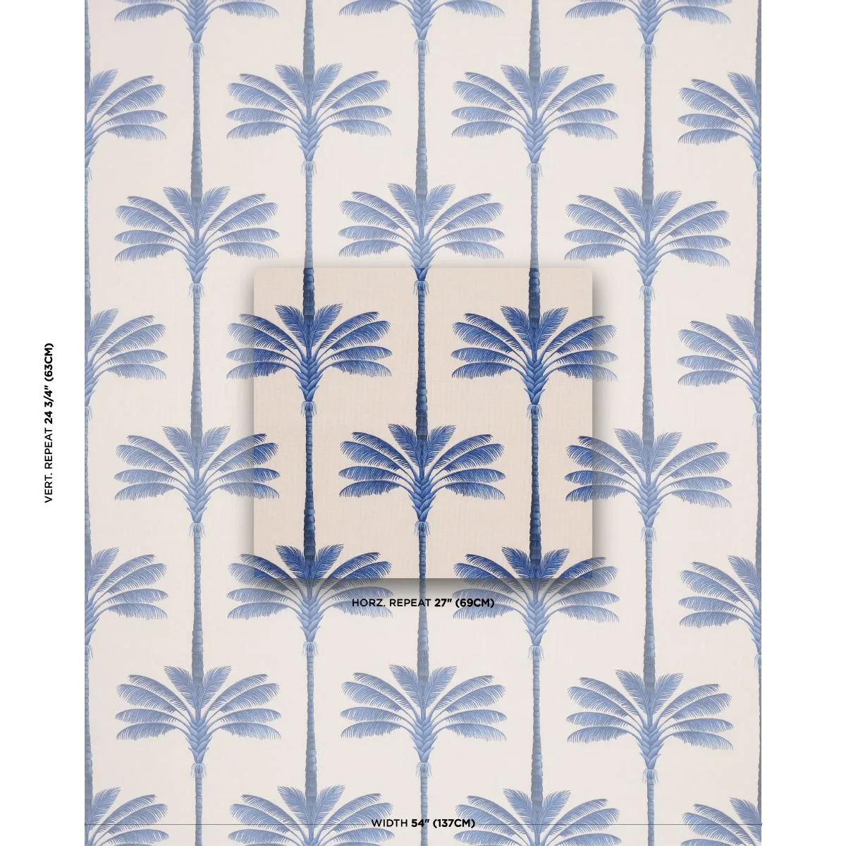 Schumacher 182822 A Palm Is A Palm Print Indigo Palm Grove fabric swatch