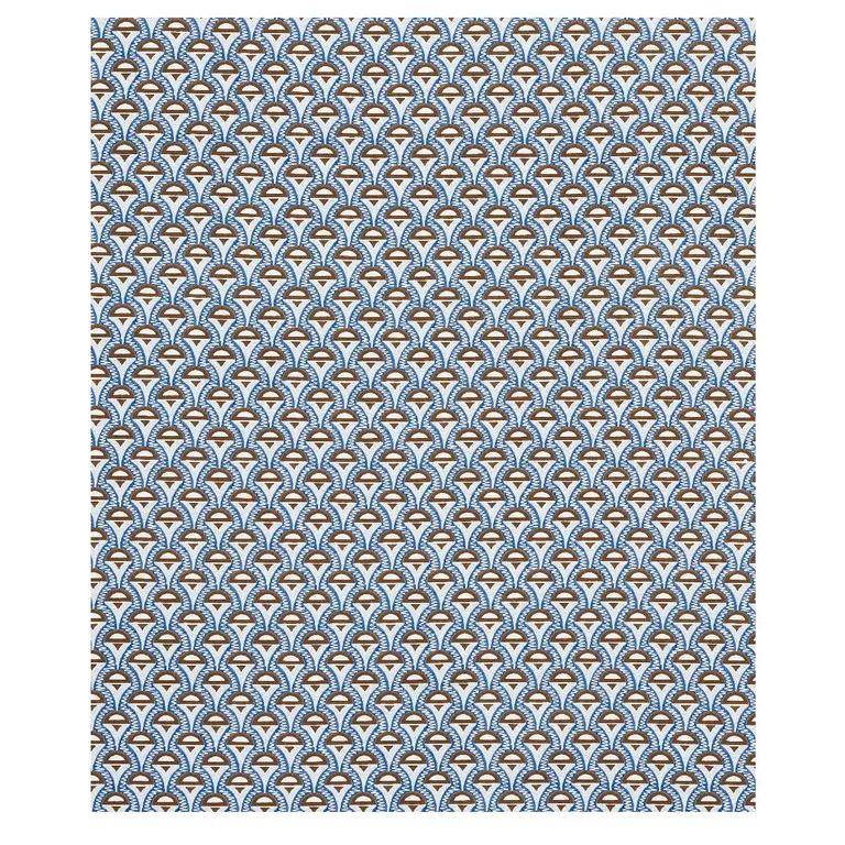 Schumacher 179581 Abelino Blue & Brown fabric swatch