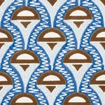 Schumacher 179581 Abelino Blue & Brown fabric swatch