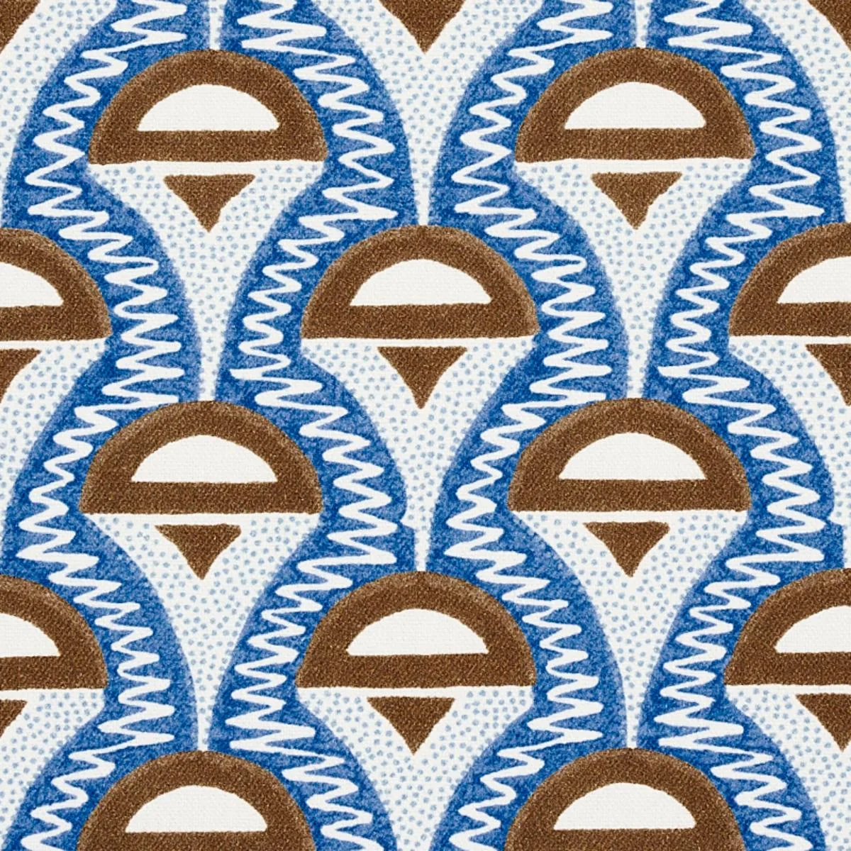 Schumacher 179581 Abelino Blue & Brown fabric swatch