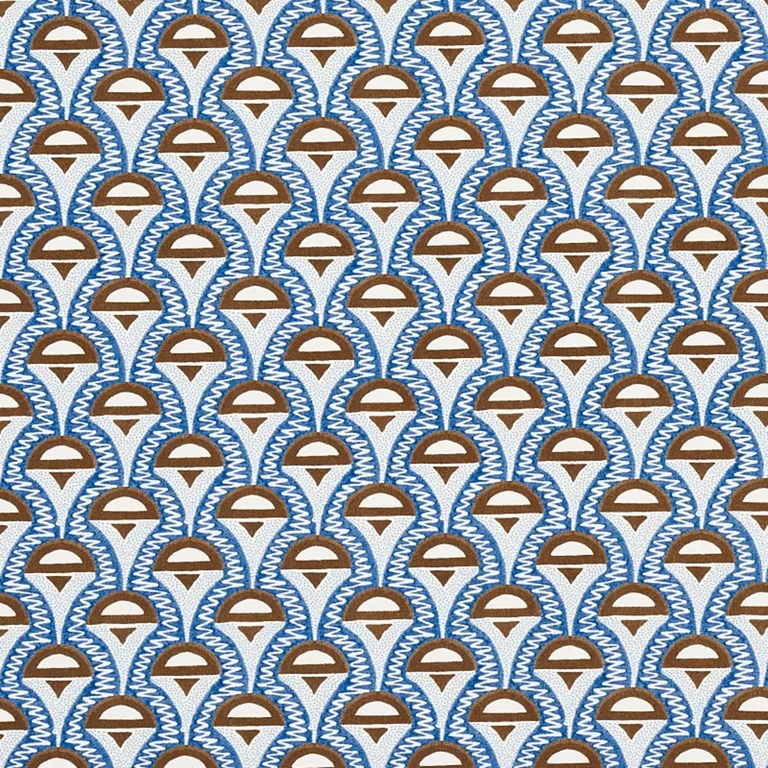 Schumacher 179581 Abelino Blue & Brown fabric swatch