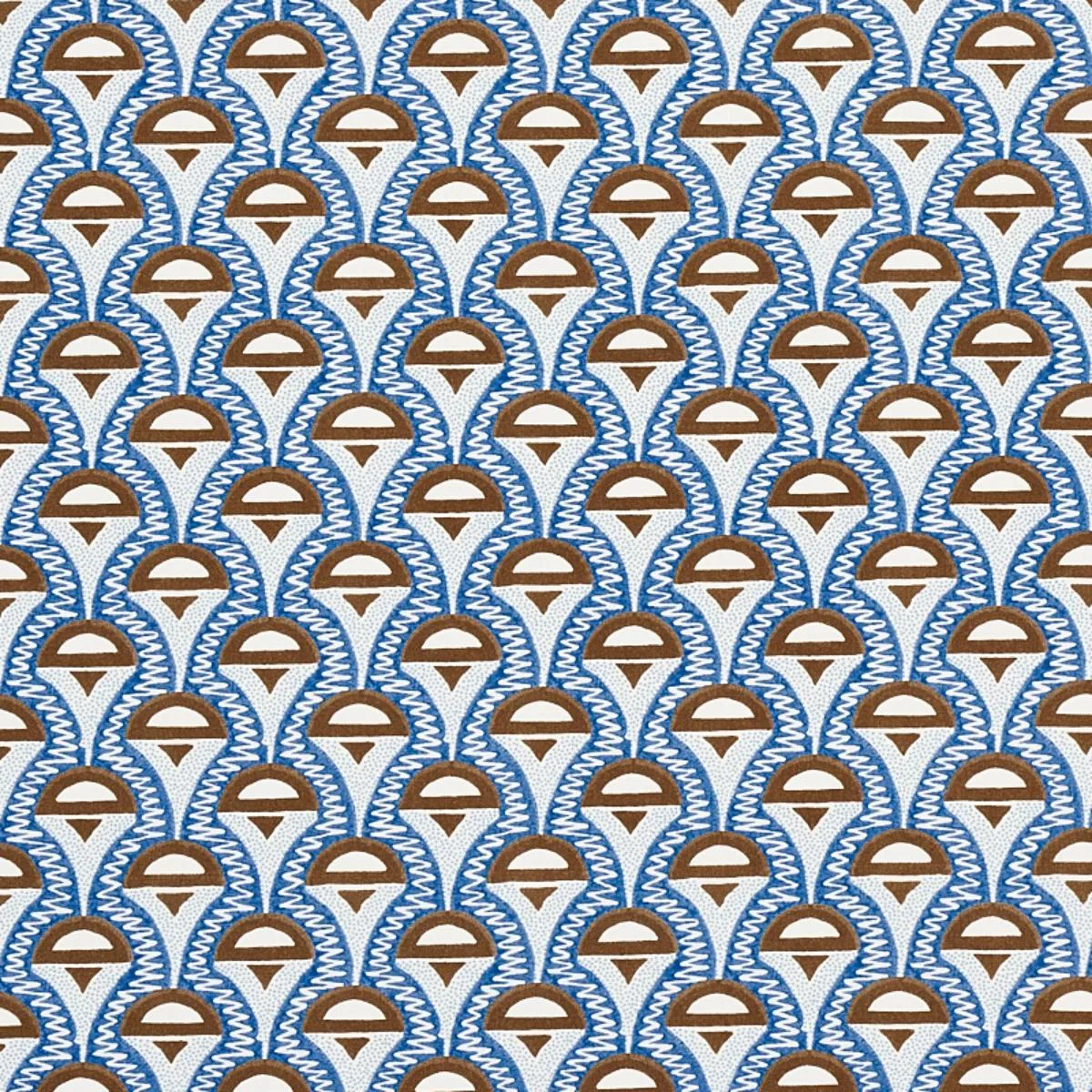 Schumacher 179581 Abelino Blue & Brown fabric swatch